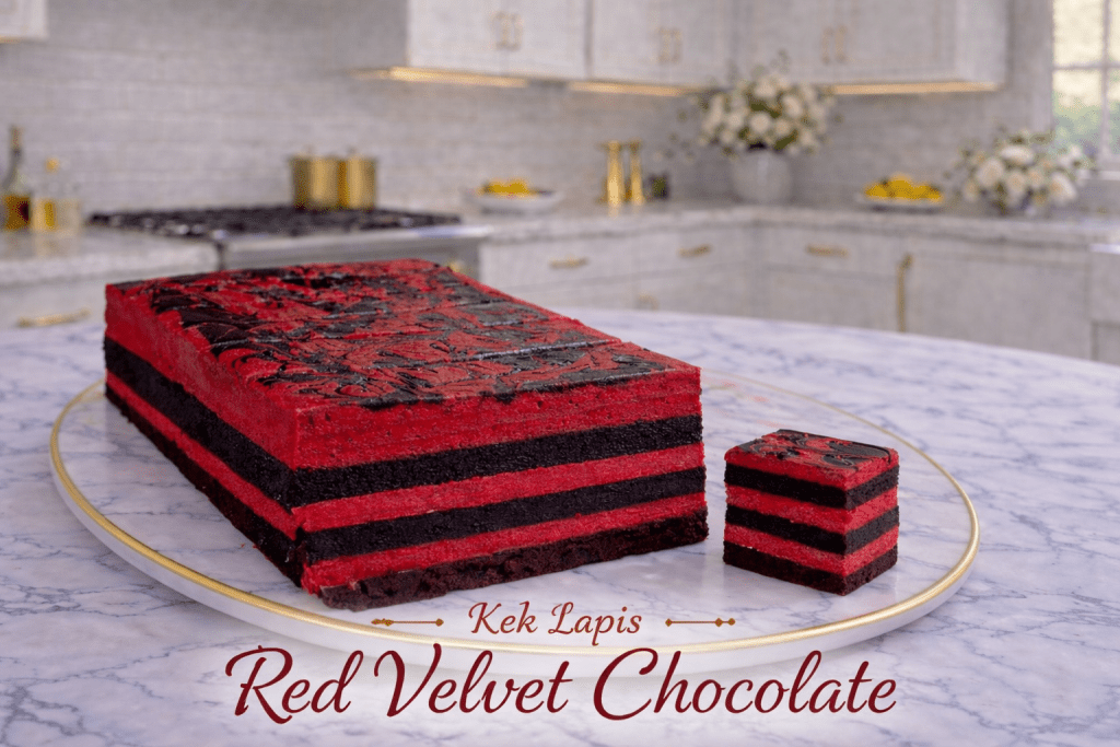 kek lapis red velvet chocolate