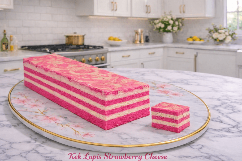 kek lapis strawberry cheese