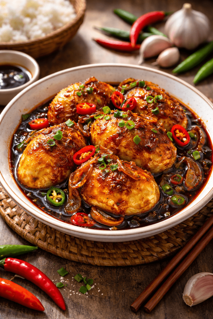 telur masak kicap pedas